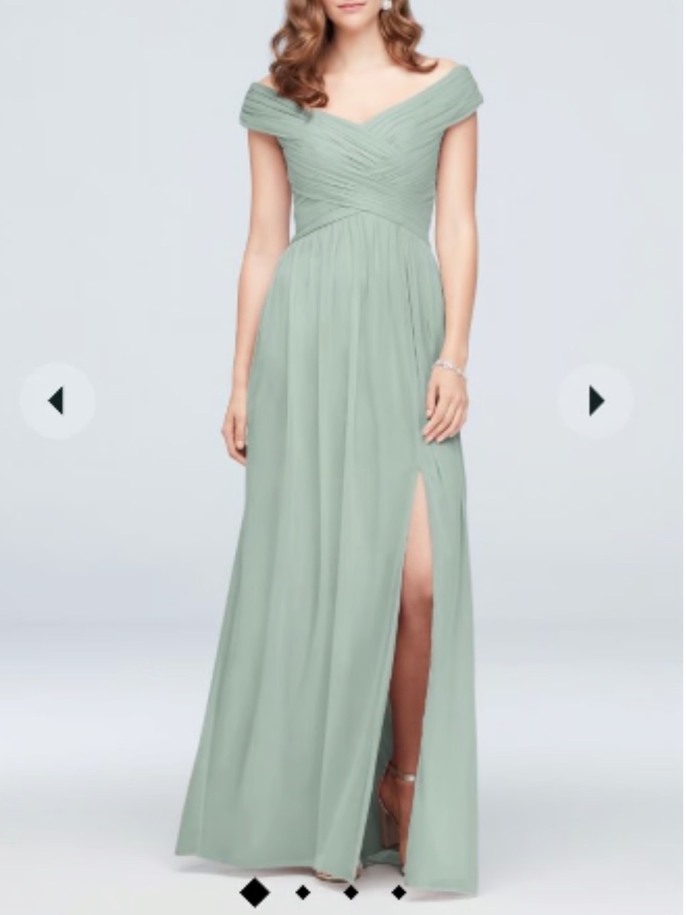 David's Bridal Dusty Sage Maxi Dress with Side Slit